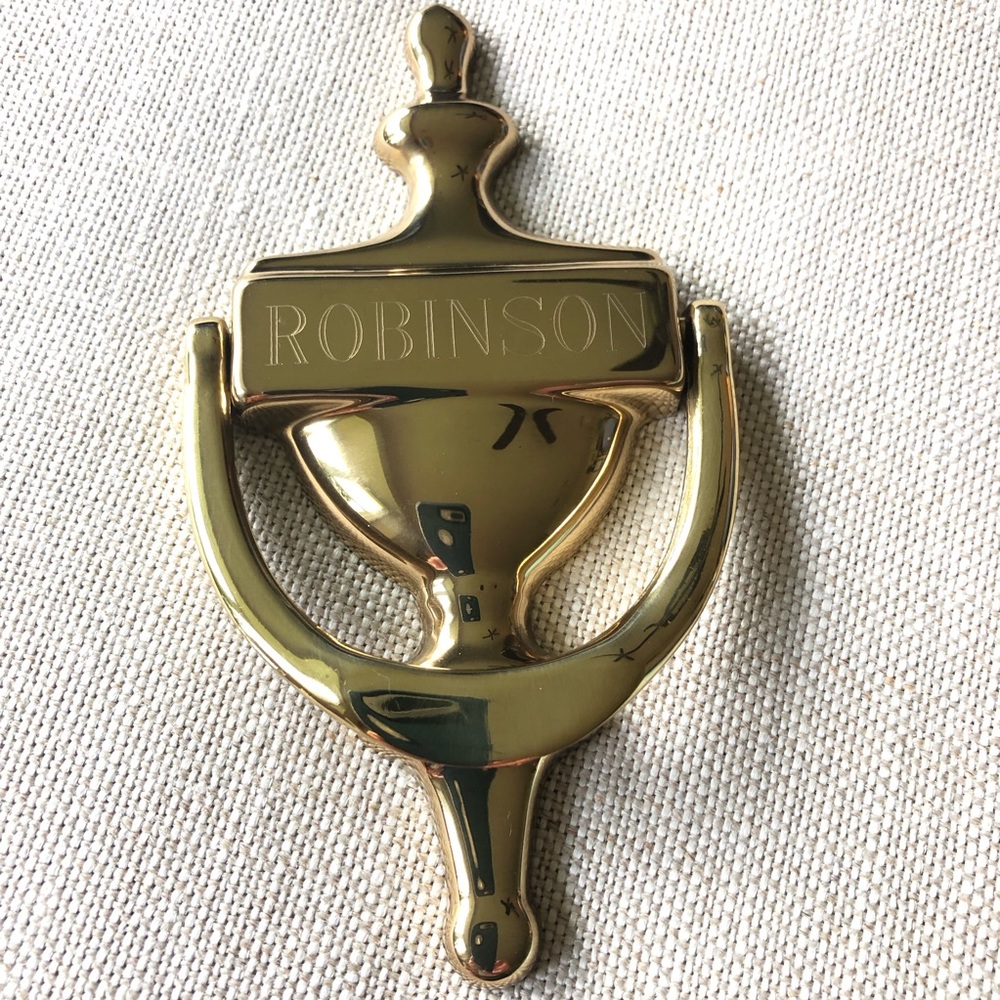 Brass Door Knocker Engraved in ROBINSON Made in Spain